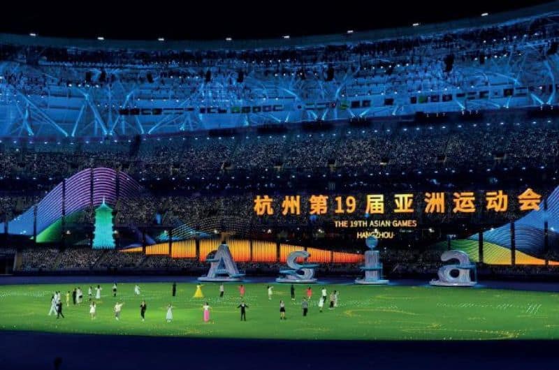 Asia Games stadium celebration at CosmIconn event venue, Hangzhou, China.