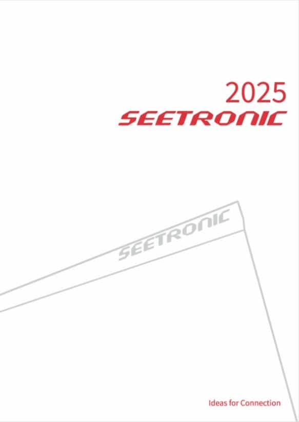 SEETRONIC 2025 conference brochure cover, technology and innovation event, Cosmiconn event branding.
