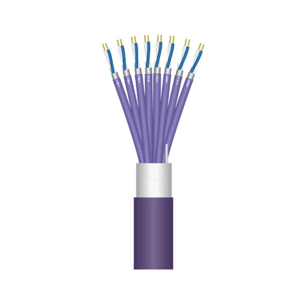 Fiber optic cable with multiple strands for high-speed internet and data transmission.
