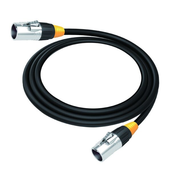 Flexible industrial Ethernet cable with metal connectors for reliable network connections.