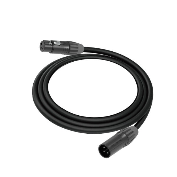 Extended power cable for professional audio and stage equipment, black, 3 meters.