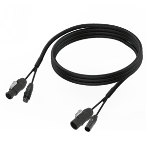 Audio cable with dual XLR connectors for high-quality sound connection and audio recording setups.