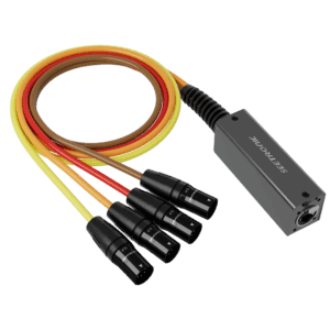 Audio and video signal splitter with 4 channels.