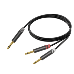 Audio splitter cable for headphones and audio devices.