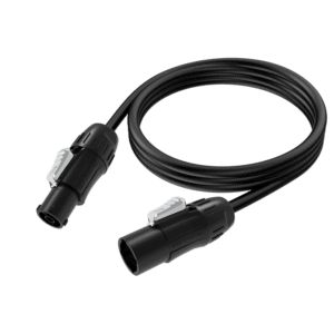 XLR to PowerCON audio and power cable for professional sound systems.