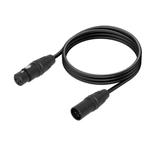 High-quality audio power cable with XLR connectors, ideal for professional audio and broadcasting ap.